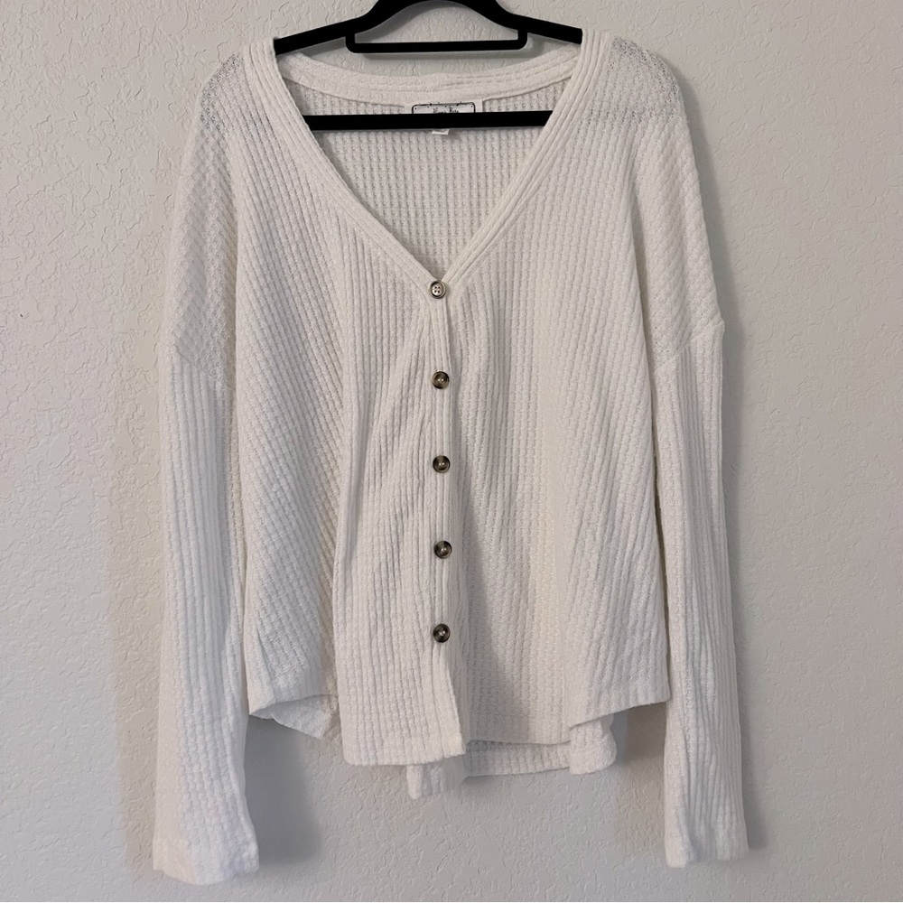 Hippie Rose Women’s waffle Knitted Button up Cardigan